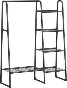 Черна стойка за закачалки Songmics 101,7x40x153,3 cm