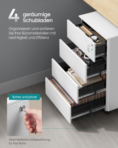 Шкаф за бюро Fiset White Songmics 39x45x69,4 cm - Img 3