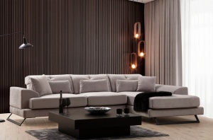 Ъглов диван Frido Светлосив 109x304x92 см