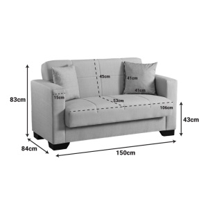 Canapea extensibila cu 2 locuri si spatiu de depozitare, Vox, Pako, Bej 150x84x83 cm - Img 6