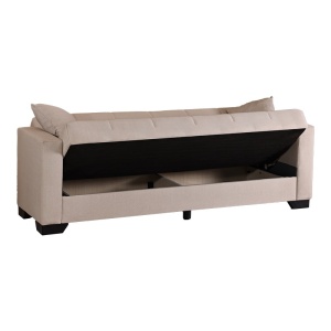 Canapea extensibila cu 3 locuri si spatiu de depozitare, Vox, Pako, Crem 210x84x83 cm - Img 3