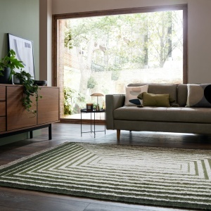 Covor Boucle Wool Frame Verde 200x300 cm