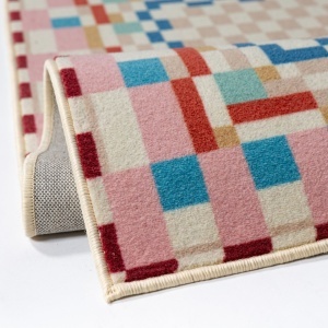 Covor traversa Checkered Border Multicolor 80x300 cm - Img 2