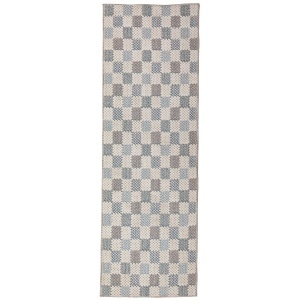 Covor traversa Muted Checkerboard Albastru 80x230 cm - Img 5