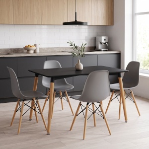 Set masa si scaune dining, 5 buc, Julita Natali, Gri, 120x80x76 cm