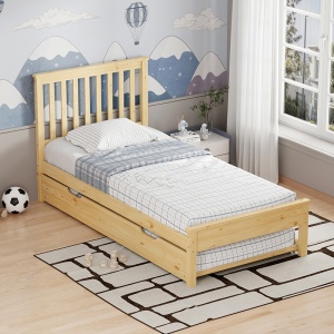 Set pat extensibil (fara saltele), 2 buc, Benia, Natural, 90x190 cm