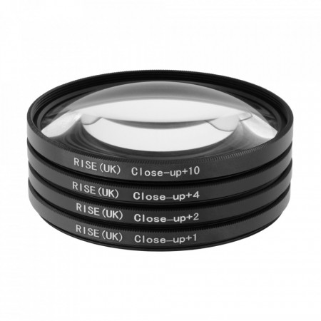 Set 4 filtre Macro +10 +4 +2 +1 Close-Up, RiseUk, 67mm + husa