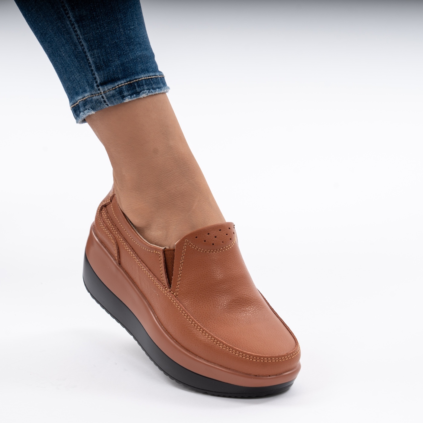 Pantofi Talpa Ortopedica Piele Naturala Camel 1158