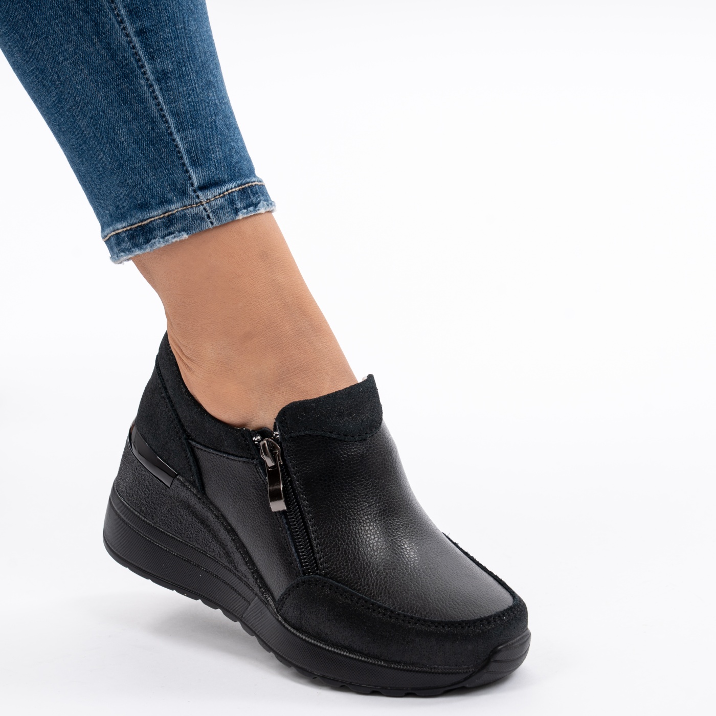 Pantofi Talpa Ortopedica Piele Naturala Negri ZT-06