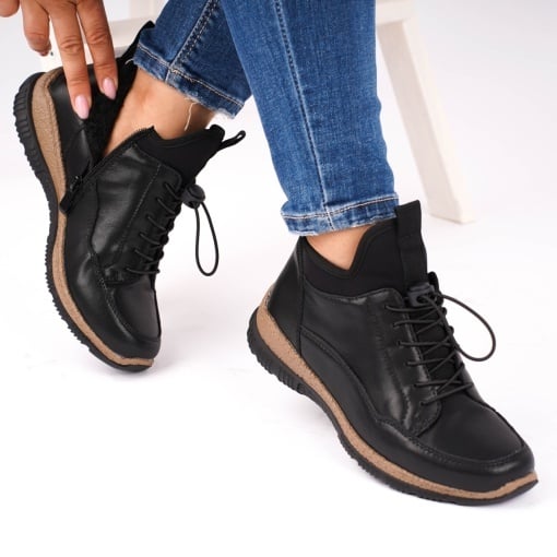 Ghete Piele Naturala Imblanite Talpa Bocanci Negre 2786