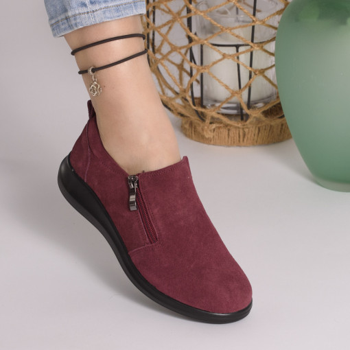 Pantofi Talpa Flexibila Piele Naturala Intoarsa T-3100 Bordo