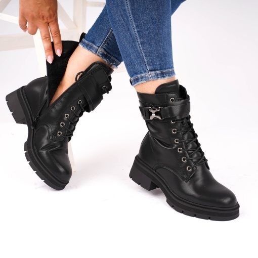 Ghete Piele Naturala Imblanite Talpa Bocanci Negre 2699