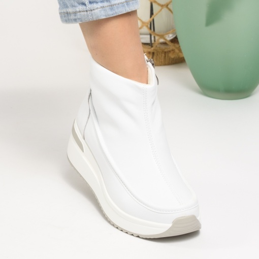 Ghete Imblanite Piele Naturala Albe T3084