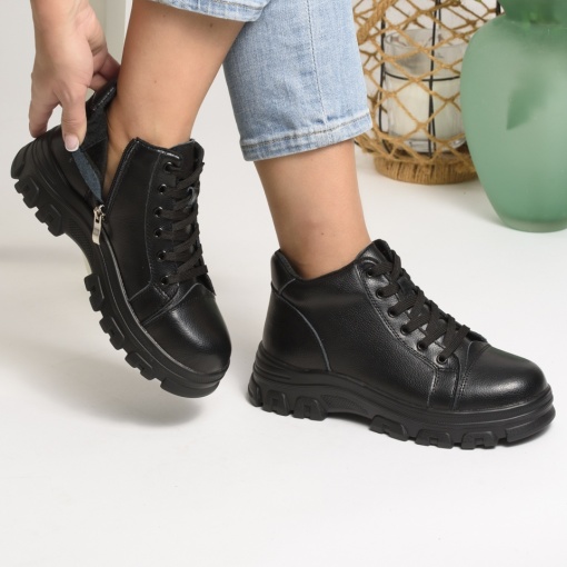 Ghete Piele Naturala Captusite Talpa Striată Negre F005-017