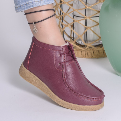 Ghete Imblanite Piele Naturala Visiniu 9602-2