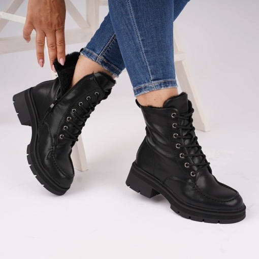 Ghete Piele Naturala Imblanite Talpa Bocanci Negre 2698