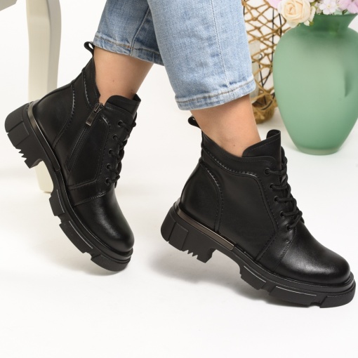 Ghete Piele Naturala Imblanite Talpa Striată Negre XT24025-1