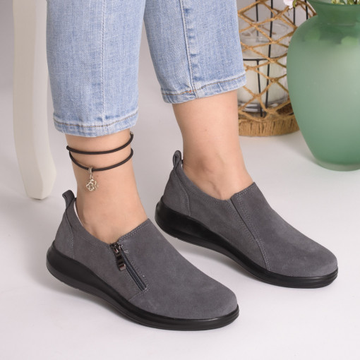 Pantofi Talpa Flexibila Piele Naturala Intoarsa T-3100 Gri