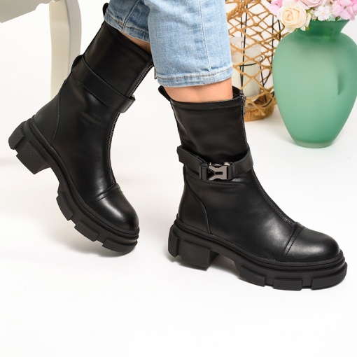 Ghete Piele Naturala Talpa Bocanci Negre TN6315-3