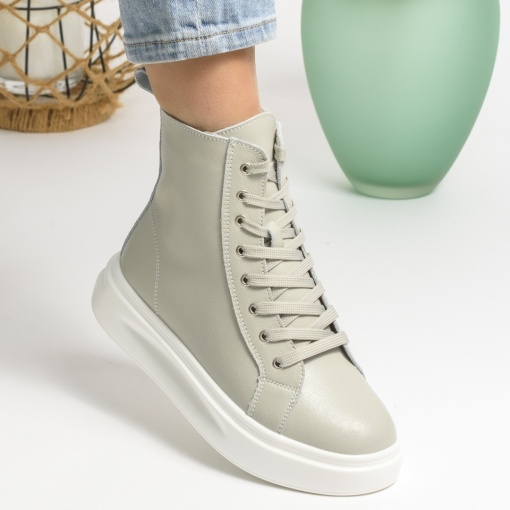 Ghete Imblanite Piele Naturala Gri AW458