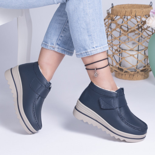 Ghete Piele Naturala Imblanite Talpa Striată Albastru MM218B