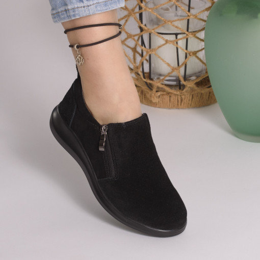 Pantofi Talpa Flexibila Piele Naturala Intoarsa T-3100 Negri