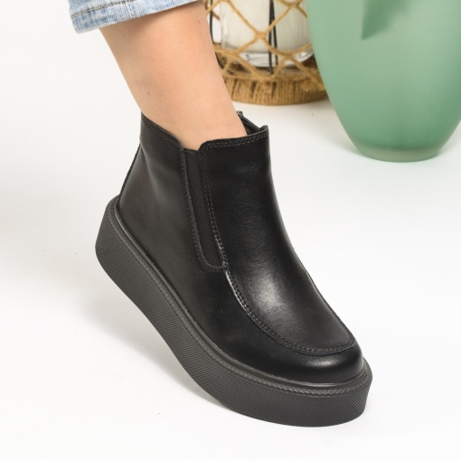 Ghete Imblanite Piele Naturala Negre T3086