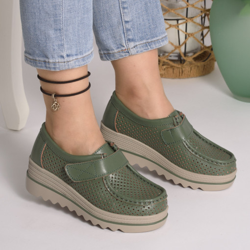 Pantofi New Talpa Ortopedica Piele Naturala Verde 1151