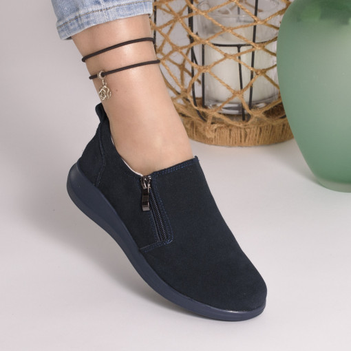 Pantofi Talpa Flexibila Piele Naturala Intoarsa T-3100 Bleumarin