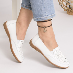 Pantofi Casual Piele Naturala Alb F003-636