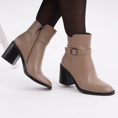 Botine Piele Naturala Bej SN5002