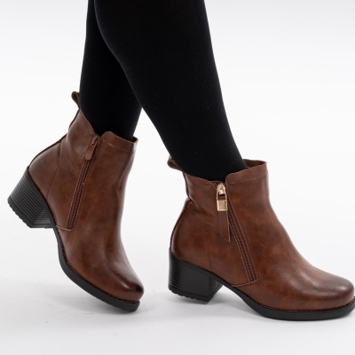 Botine Piele Naturala Maro 2803