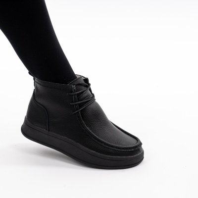 Ghete Imblanite Piele Naturala Negre 232B