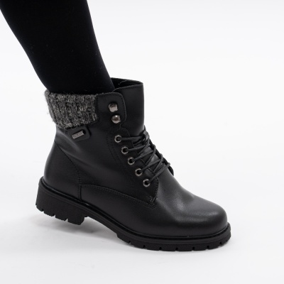 Ghete Piele Naturala Imblanite Talpa Bocanci Negre 2802