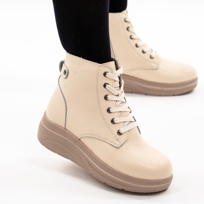Ghete Piele Naturala Imblanite Talpa Casual Bej 1959-2