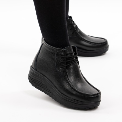 Ghete Piele Naturala Imblanite Talpa Ortopedica Black A385