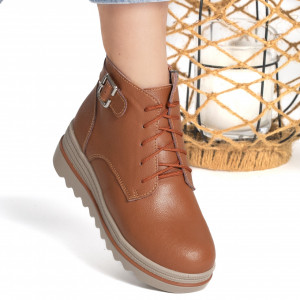 Ghete Piele Naturala Imblanite Talpa Striată Camel 2021-1B