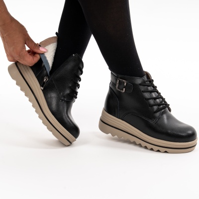 Ghete Piele Naturala Imblanite Talpa Striată Negre 2021-1B