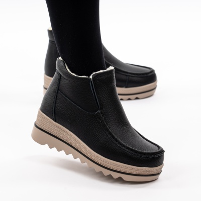 Ghete Piele Naturala Imblanite Talpa Striată Negre MM219B