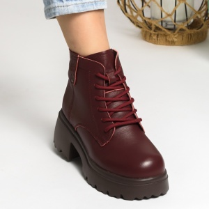 Ghete Piele Naturala Visiniu 80830-5 