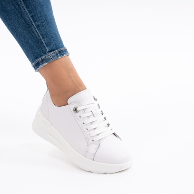 Pantofi Casual Din Piele Naturala Alb AW2023-21