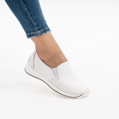 Pantofi Casual Din Piele Naturala Albi JY36810