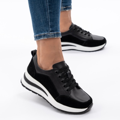 Pantofi Casual Din Piele Naturala Negri A568