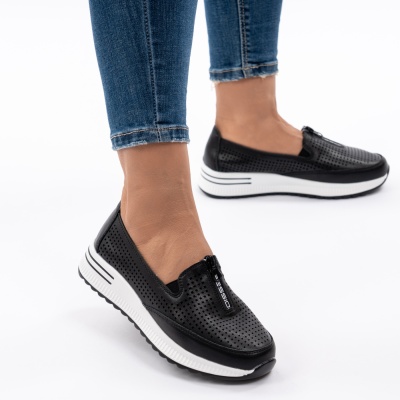Pantofi Casual Din Piele Naturala Negri Q892