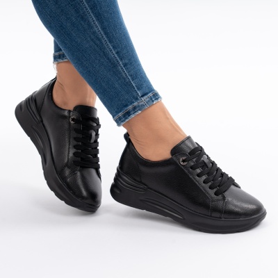 Pantofi Casual Din Piele Naturala Negru AW2023-21
