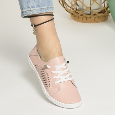 Pantofi Casual Din Piele Naturala Roz AN6025