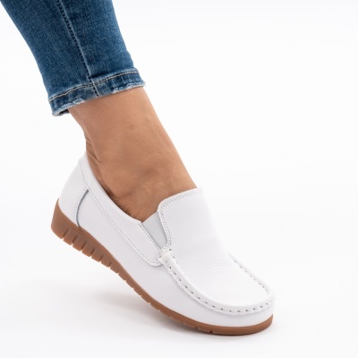 Pantofi Casual Piele Naturala Alb 1123