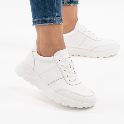 Pantofi Casual Piele Naturala Alb F001-972