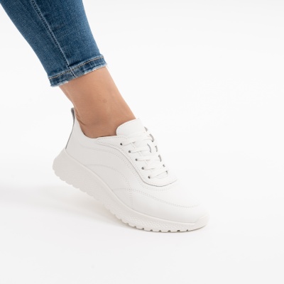 Pantofi Casual Piele Naturala Alb F001-977