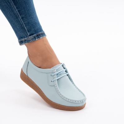 Pantofi Casual Piele Naturala Albastru Deschis WK 212